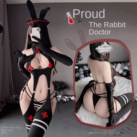 Sexy sexy underwear in bed passionate sex tease bunny uniform seduction