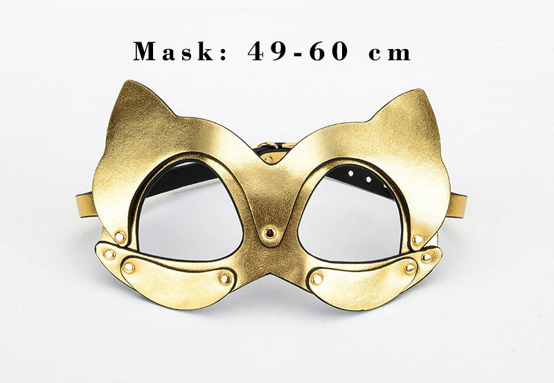 MASK WITH HANDCUFF COLLAR TRACTION ROPE BONDAGE SET